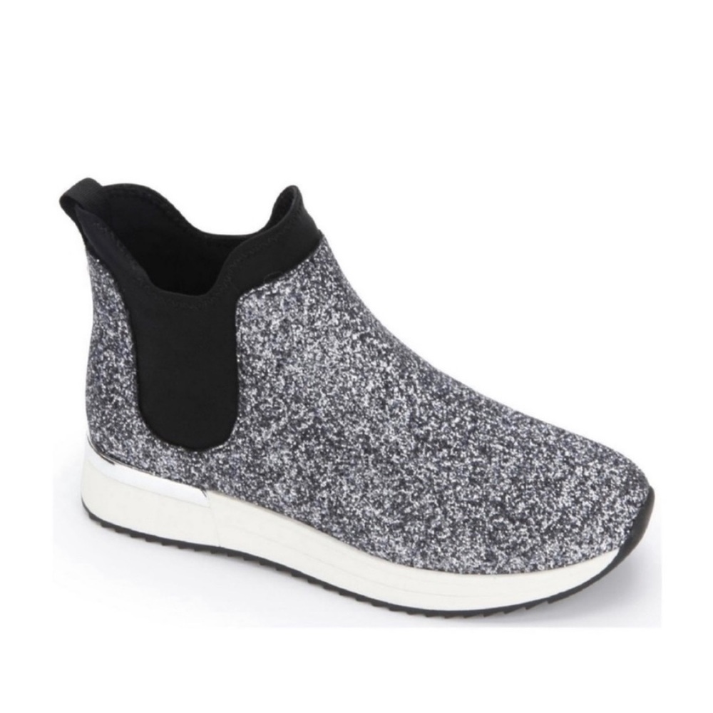 Kenneth Cole Reaction CAIA Chelsea pewter glitter slip on booties size 9.5
